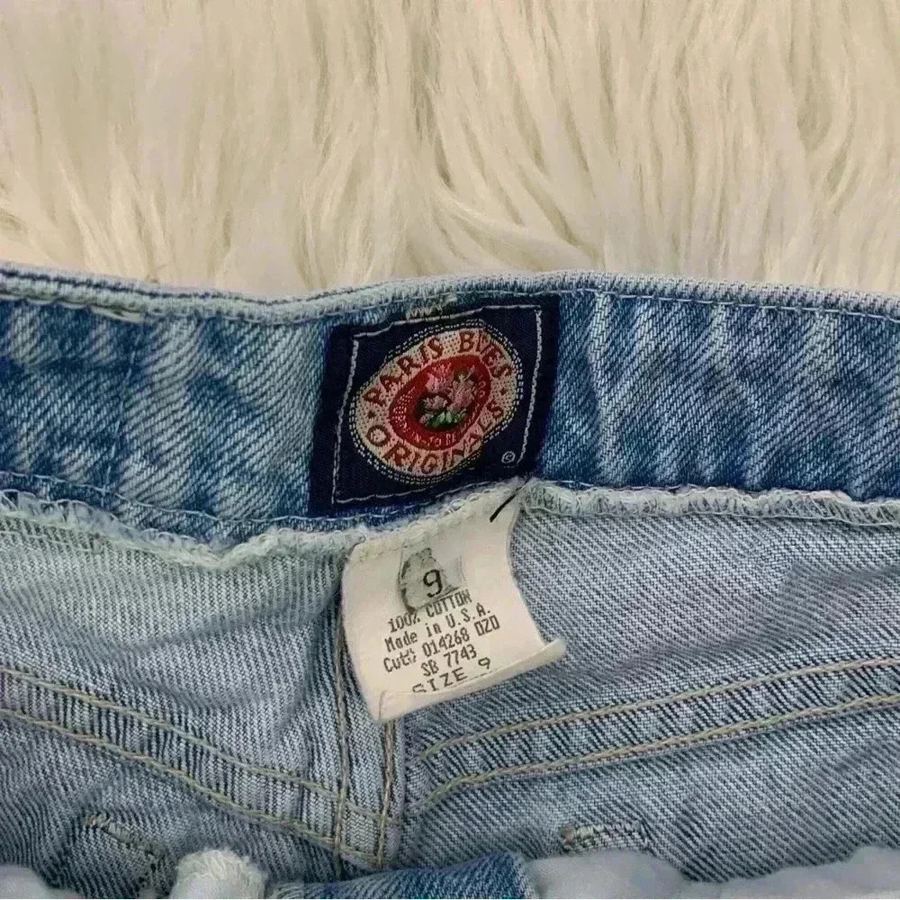 Vintage 90s high waist 100% rigid cotton Paris blues shorts light wash sz 9 or 8 - Picture 6 of 7